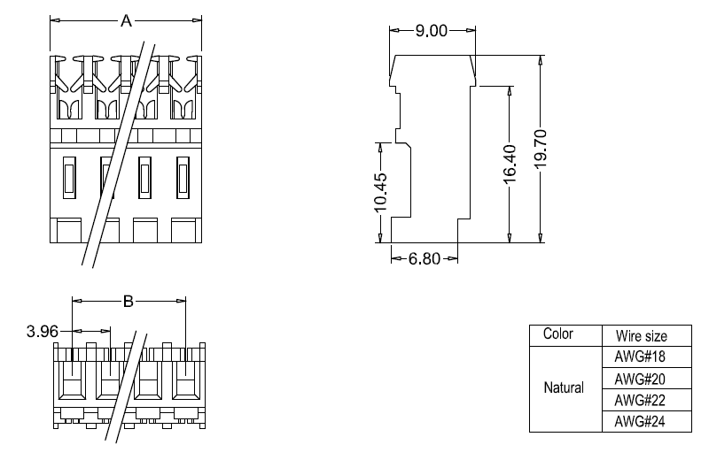 M7060(I)-N-R IDC dimensions Размеры M7060(I)-NR IDC
