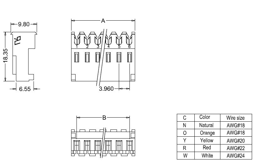 M7060-N-C-P-R IDC dimensions Размеры M7060-NCPR IDC