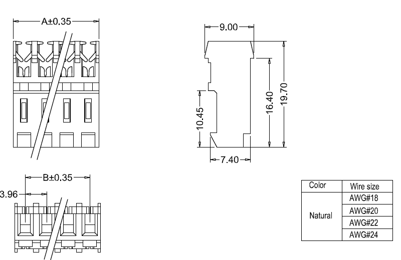 M7060(I)-N IDC dimensions Размеры M7060(I)-N IDC